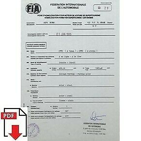 1995 Alfa Romeo 155 2.0 T.Spark Super 16v FIA homologation form PDF download